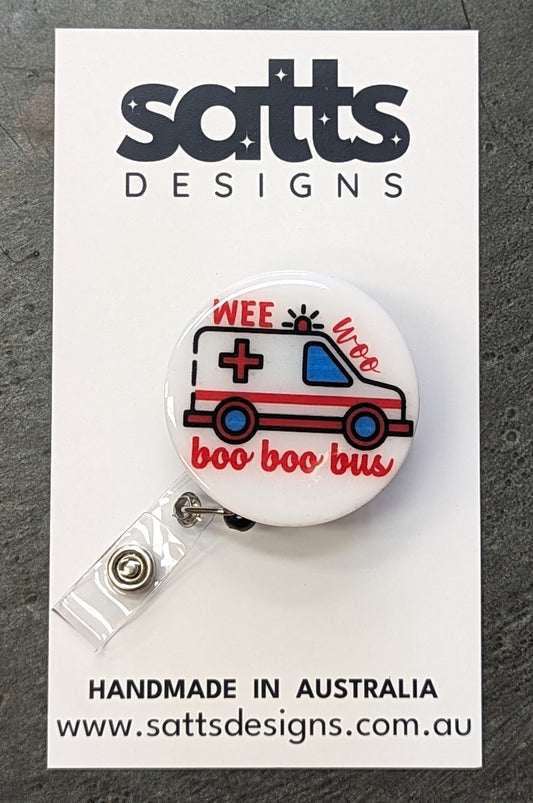 Wee Woo Boo Boo Bus Badge Reel