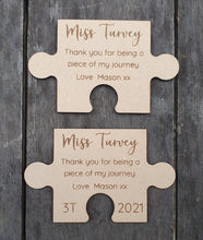 Load image into Gallery viewer, Teacher Gifts - Personalised Puzzle Magnet + Mini Keyring Set