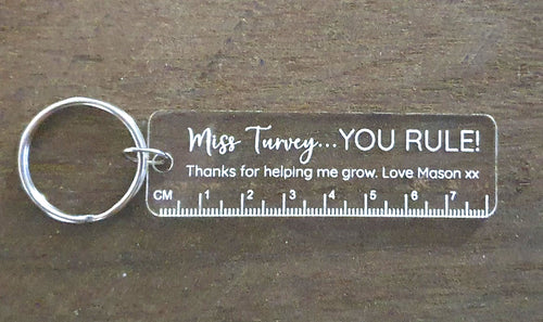 Teacher Gifts - Personalised Mini Ruler Keyring