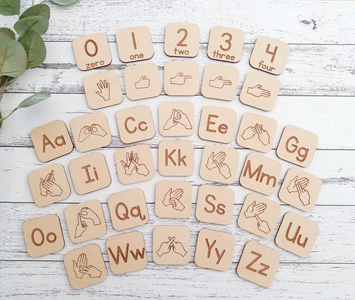 Auslan Alphabet + Numbers Tiles
